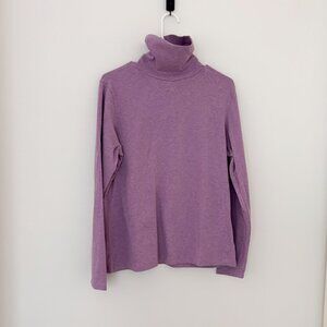 L.L. Bean Purple Turtleneck Long Sleeve Cotton Cashmere Blend T-shirt